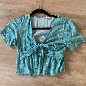 LA HEARTS green/blue babydoll tie top
